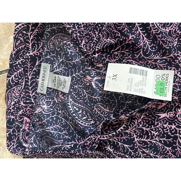 NWT Catherine’s 3X Satin Paisley Button Down Blouse Top - Picture 3 of 5